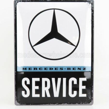 EDICOLA 1/1 ACCESSORIES | 3D METAL PLATE - MERCEDES BENZ SERVICE | BLACK WHITE BLUE