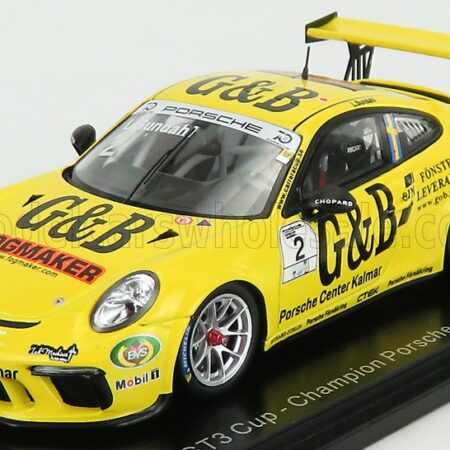 SPARK-MODEL 1/43 PORSCHE | 911 991 GT3 CUP N 2 CHAMPION PORSCHE CARRERA CUP SCANDINAVIE 2018 L.SUNDAHL | YELLOW