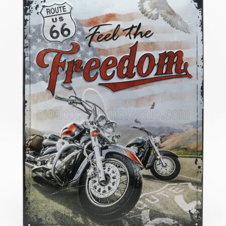 EDICOLA 1/1 ACCESSORIES | 3D METAL PLATE - RUOTE 66 FEEL THE FREEDOM | BLACK RED BROWN