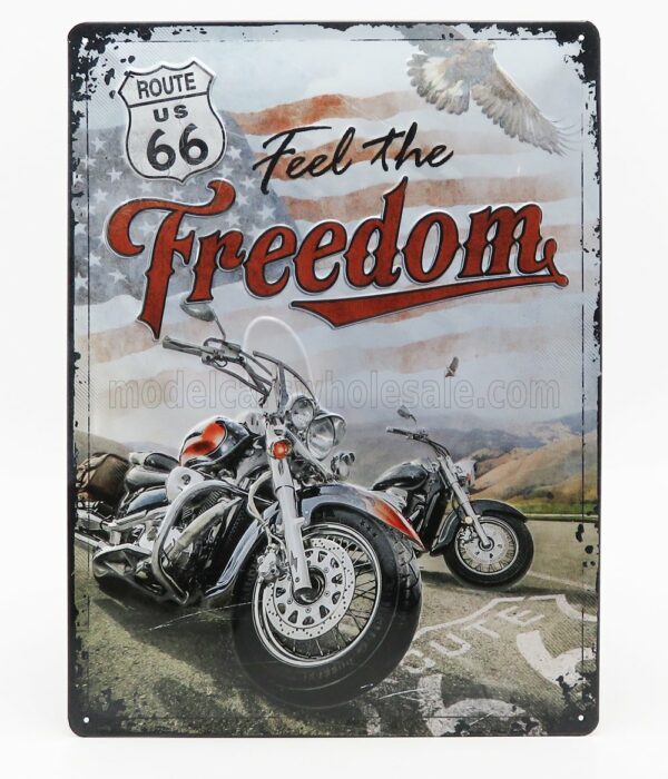 EDICOLA 1/1 ACCESSORIES | 3D METAL PLATE - RUOTE 66 FEEL THE FREEDOM | BLACK RED BROWN