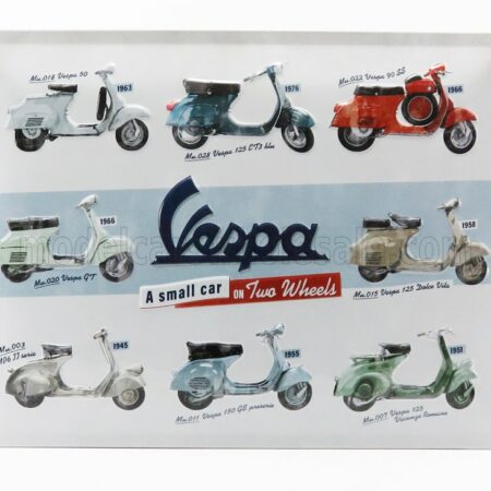 EDICOLA 1/1 ACCESSORIES | 3D METAL PLATE - PIAGGIO VESPA COLLAGE | WHITE RED BLUE