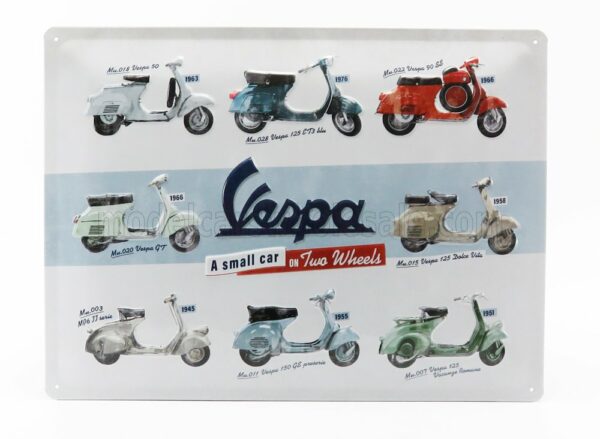 EDICOLA 1/1 ACCESSORIES | 3D METAL PLATE - PIAGGIO VESPA COLLAGE | WHITE RED BLUE