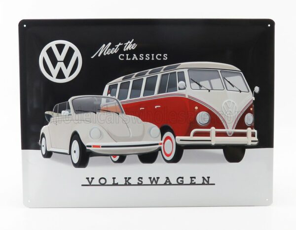 EDICOLA 1/1 ACCESSORIES | 3D METAL PLATE - VOLKSWAGEN CLASSIC | BLACK WHITE RED