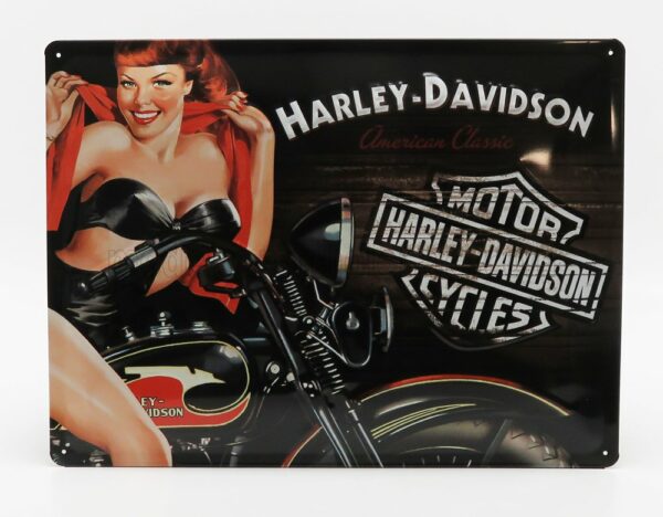 EDICOLA 1/1 ACCESSORIES | 3D METAL PLATE - HARLEY DAVIDSON AMERICAN CLASSIC BIKER BABE | BLACK ORANGE