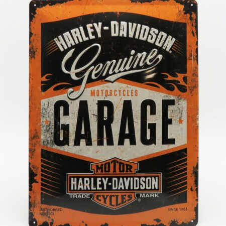 EDICOLA 1/1 ACCESSORIES | 3D METAL PLATE - HARLEY DAVIDSON GARAGE | ORANGE BLACK