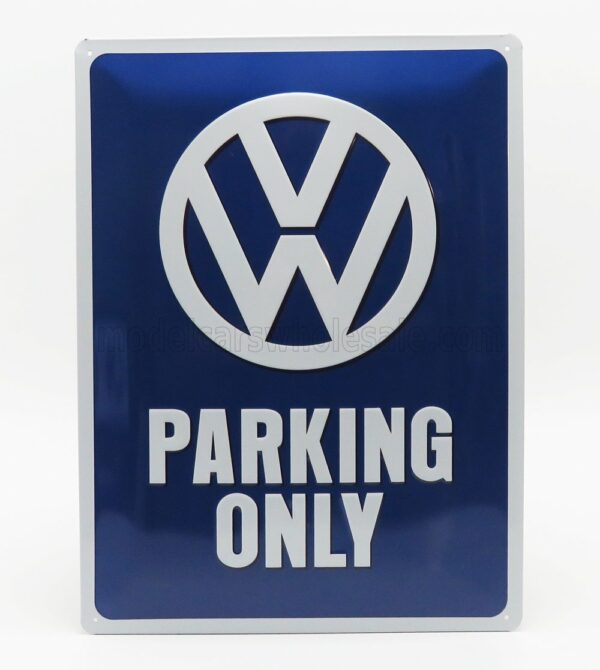 EDICOLA 1/1 ACCESSORIES | 3D METAL PLATE - VOLKSWAGEN PARKING ONLY | BLUE WHITE