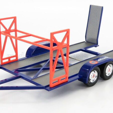 GMP 1/18 ACCESSORIES | CARRELLO TRASPORTO AUTO 2-ASSI - CAR TRANSPORTER TRAILER UNION 76 | BLUE ORANGE GREY