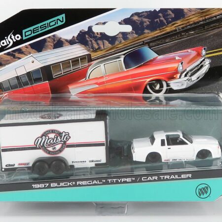 MAISTO 1/64 BUICK | REGAL WITH TRAILER 1987 | WHITE BLACK