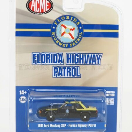 ACME-MODELS 1/64 FORD USA | MUSTANG SSP FLORIDA HIGHWAY PATROL STATE TROOPER 1991 | BLACK CREAM