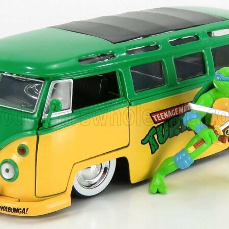 JADA 1/24 VOLKSWAGEN | T1 MINIBUS 1962 - TMNT LEONARDO NINJA TURTLES - TARTARUGHE NINJA | YELLOW GREEN