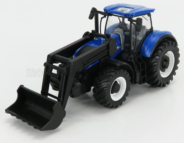 BURAGO 1/50 NEW HOLLAND | T7.315 TRACTOR WITH FRONT LOADER SCRAPER 2018 | BLUE