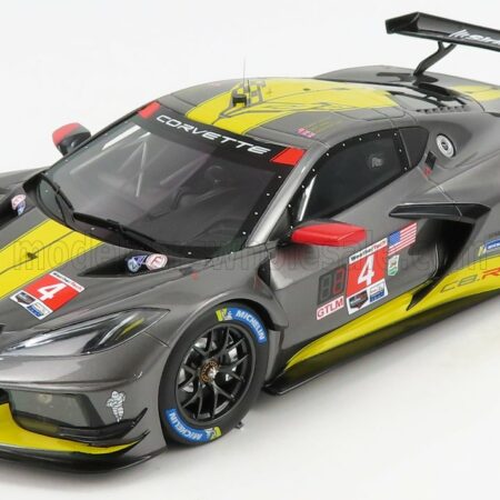 TRUESCALE 1/18 CHEVROLET | C8.R 6.2L V8 TEAM CORVETTE RACING N 4 2nd GTLM CLASS 24h DAYTONA 2021 T.MILNER - A.SIMS - N.TANDY | YELLOW GREY