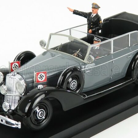 RIO-MODELS 1/43 MERCEDES BENZ | 770K CABRIOLET OPEN 1942 WITH HITLER AND DRIVER FIGURES | GREY BLACK