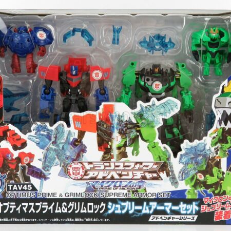 TAKARA-TOMY 1/64 TAKARA-TOMY | TRANSFORMERS SET 2X ADVENTURE GRIMLOCK + OPTIMUS PRIME | GREEN BLACK BLUE