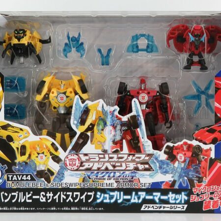 TAKARA-TOMY 1/64 TAKARA-TOMY | TRANSFORMERS SET 2X ADVENTURE BUMBLEBEE + SIDESWIPE CM. 12.0 | BLACK RED YELLOW