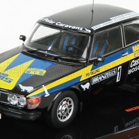 IXO-MODELS 1/43 SAAB | 99 EMS N 1 RALLY SWEDEN 1977 P.EKLUND - B.CEDEBERG | BLACK YELLOW BLUE