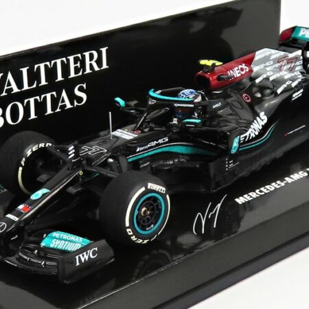 MINICHAMPS 1/43 MERCEDES GP |  F1  W12 MERCEDES M12 EQ POWER+ TEAM AMG PETRONAS MOTORSPORT FORMULA ONE N 77 3rd BAHRAIN GP 2021 VALTTERI BOTTAS | BLACK GREEN