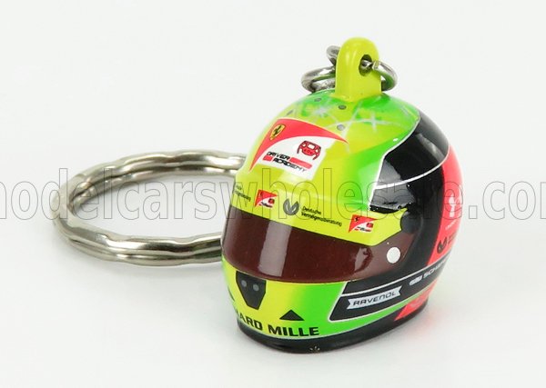 MINI HELMET 1/12 SCHUBERTH HELMET | F2  PORTACHIAVI CASCO - KEYRING HELMET DALLARA TEAM PREMA RACING N 20 SEASON MICK SCHUMACHER 2020 F2 WORLD CHAMPION | YELLOW GREEN RED BLACK