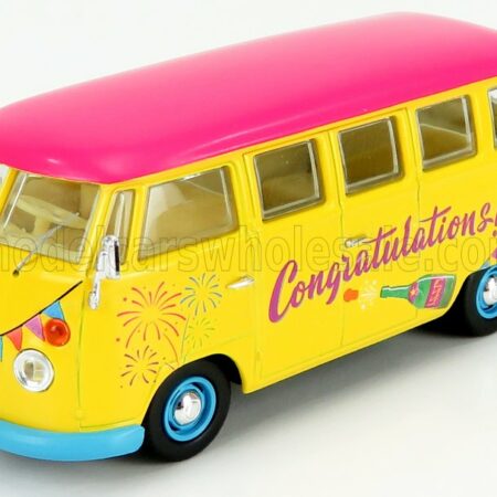 CORGI 1/43 VOLKSWAGEN | T1 MINIBUS CONGRATULATIONS 1961 | YELLOW FUCSIA