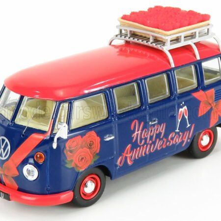 CORGI 1/43 VOLKSWAGEN | T1 MINIBUS HAPPY ANNIVERSARY 1961 | BLUE RED