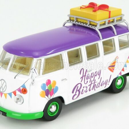 CORGI 1/43 VOLKSWAGEN | T1 MINIBUS HAPPY BIRTHDAY 1961 | WHITE PURPLE