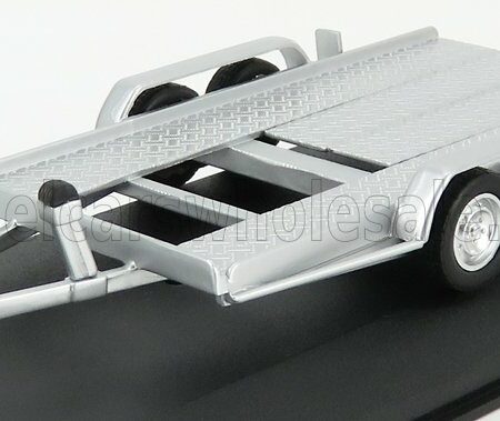 IXO-MODELS 1/43 ACCESSORIES | CARRELLO TRASPORTO AUTO - CAR TRANSPORTER TRAILER SILVER WHEELS - CAR NOT INCLUDED | SILVER BLACK