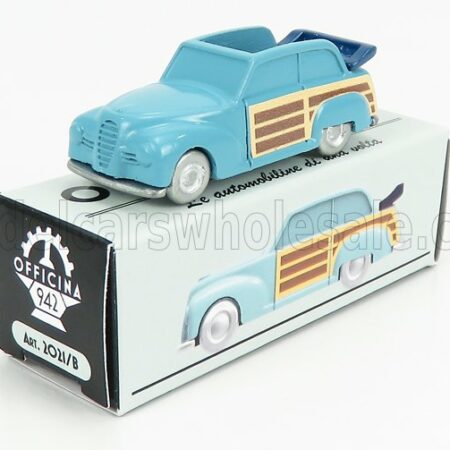 OFFICINA-942 1/76 FIAT | 1100 E CABRIOLET OPEN VENILIA CARROZZERIA SAVIO 1949 | LIGHT BLUE WOOD