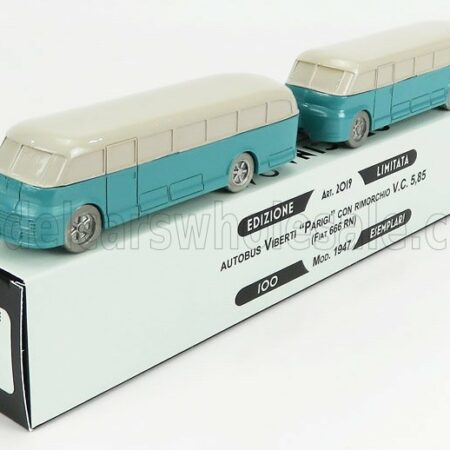 OFFICINA-942 1/76 FIAT | 666RN AUTOBUS CON RIMORCHIO VIBERTI PARIGI 1946 | LIGHT BLUE GREY