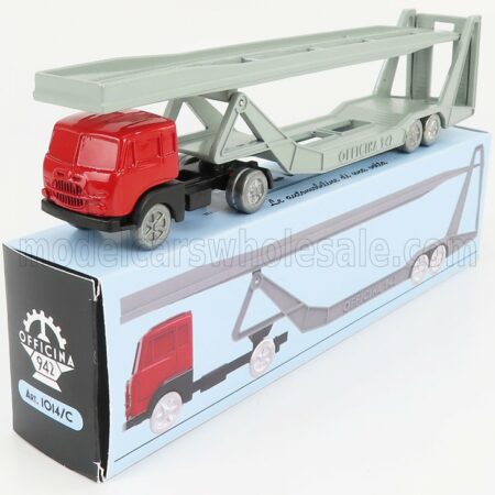 OFFICINA-942 1/76 FIAT | 682 T2 TRUCK BISARCA CAR TRANSPORTER 1955 | RED SILVER