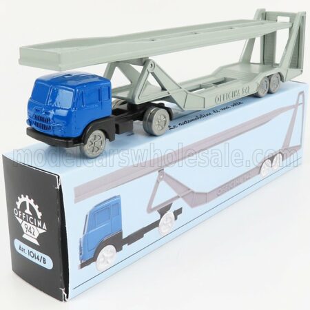 OFFICINA-942 1/76 FIAT | 682 T2 TRUCK BISARCA CAR TRANSPORTER 1955 | BLUE SILVER