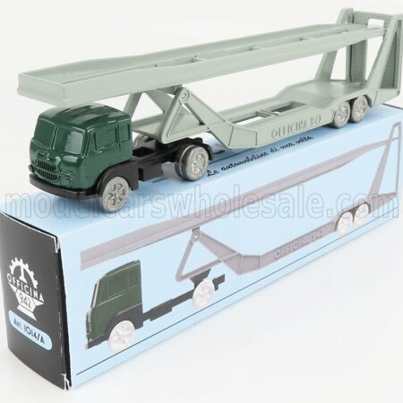 OFFICINA-942 1/76 FIAT | 682 T2 TRUCK BISARCA CAR TRANSPORTER 1955 | GREEN SILVER