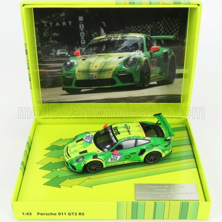 MINICHAMPS 1/43 PORSCHE | 911 991 GT3 RS MANTHEY RACING N 912 DEMO RUN GOODWOOD 2018 R.LIETZ - P.PILET - F.MAKOWIECKI - N.TANDY | GREEN YELLOW