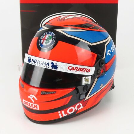 MINI HELMET 1/2 BELL HELMET | F1  CASCO HELMET ALFA ROMEO C41 TEAM ORLEN RACING N 7 EMILIA ROMAGNA IMOLA GP 2021 KIMI RAIKKONEN | RED LIGHT BLUE