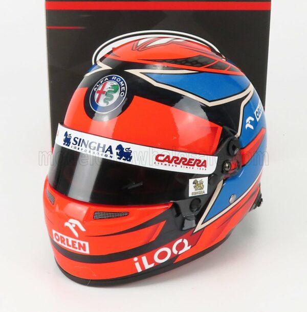 MINI HELMET 1/2 BELL HELMET | F1  CASCO HELMET ALFA ROMEO C41 TEAM ORLEN RACING N 7 EMILIA ROMAGNA IMOLA GP 2021 KIMI RAIKKONEN | RED LIGHT BLUE