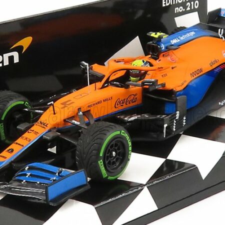 MINICHAMPS 1/43 McLAREN | F1  MCL35L MERCEDES M12 EQ POWER+ TEAM MCLAREN N 4 3rd EMILIA ROMAGNA ITALY GP 2021 LANDO NORRIS | ORANGE LIGHT BLUE