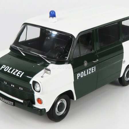 KK-SCALE 1/18 FORD ENGLAND | TRANSIT MKI MINIBUS HAMBURG POLIZEI 1965 | WHITE GREEN