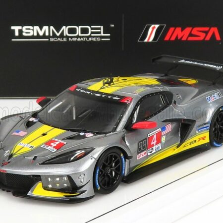 TRUESCALE 1/43 CHEVROLET | C8.R 6.2L V8 TEAM CORVETTE RACING N 4 2nd GTLM CLASS 24h DAYTONA 2021 T.MILNER - A.SIMS - N.TANDY | YELLOW GREY