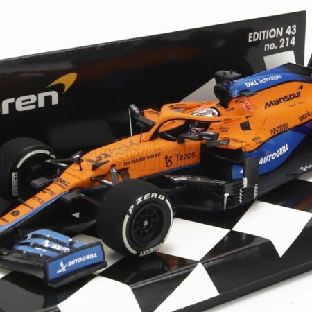 MINICHAMPS 1/43 McLAREN | F1  MCL35L MERCEDES M12 EQ POWER+ TEAM MCLAREN N 3 FRENCH GP 2021 DANIEL RICCIARDO | ORANGE LIGHT BLUE