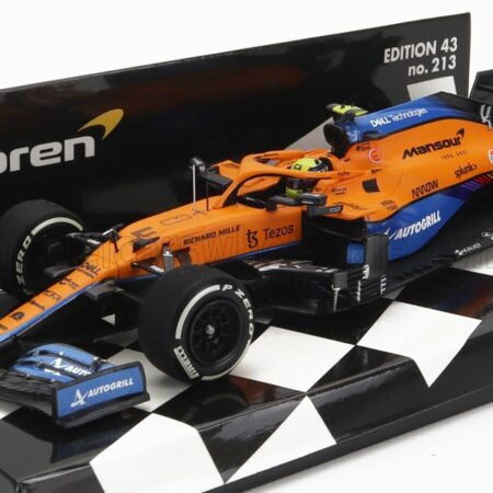 MINICHAMPS 1/43 McLAREN | F1  MCL35L MERCEDES M12 EQ POWER+ TEAM MCLAREN N 4 FRENCH GP 2021 LANDO NORRIS | ORANGE LIGHT BLUE