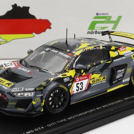 SPARK-MODEL 1/43 AUDI | R8 LMS GT4 TEAM WS RACING N 53 WINNER SP8 CLASS 24h NURBURGRING 2021 C.SCHREINER - C.MARTIN - P.MANN - C.NIELSEN | GREY BLACK YELLOW