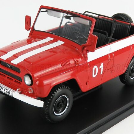 EDICOLA 1/24 UAZ | 469B N 01 CABRIOLET OPEN FIRE ENGINE 1972 - DAMAGE BLISTER BOX | RED WHITE