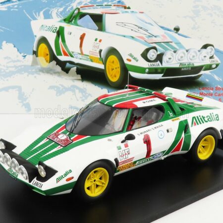 SPARK-MODEL 1/18 LANCIA | STRATOS HF ALITALIA (night version) N 1 WINNER RALLY MONTECARLO 1977 SANDRO MUNARI - SILVIO MAIGA | WHITE GREEN RED