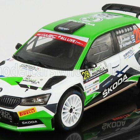 IXO-MODELS 1/43 SKODA | FABIA R5 EVO N 28 RALLY MONZA 2020 E.LINDHOLM - M.KORHONEN | WHITE GREEN BLACK