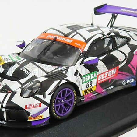 MINICHAMPS 1/43 PORSCHE | 911 991 GT3 R TEAM IRON FORCE N 69 GT MASTERS 2019 J.E.SLOOTEN - L.LUHR | WHITE BLACK PURPLE