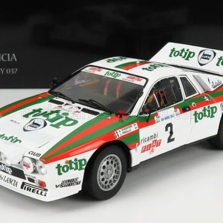 KYOSHO 1/18 LANCIA | 037 TOTIP RALLY SAN MARINO 1984 A.VUDAFIERI - L.PIROLLO | WHITE ORANGE GREEN