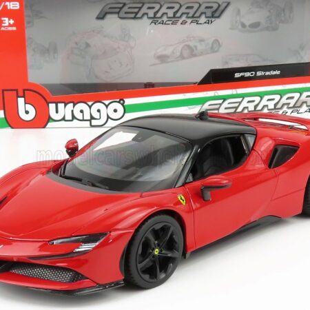 BURAGO 1/18 FERRARI | SF90 STRADALE HYBRID 1000hp 2019 | RED BLACK