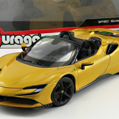 BURAGO 1/18 FERRARI | SF90 STRADALE HYBRID SPIDER 1000hp OPEN 2020 | GIALLO MONTECARLO - YELLOW MET