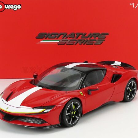 BURAGO 1/18 FERRARI | SF90 STRADALE HYBRID 1000hp ASSETTO FIORANO 2019 | RED BLACK WHITE