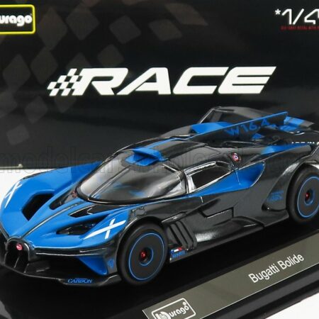 BURAGO 1/43 BUGATTI | BOLIDE W16 8.0 FOUR-TURBO 1850hp 500km/h 2020 - CON VETRINA - WITH SHOWCASE | BLUE BLACK