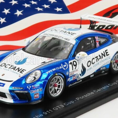 SPARK-MODEL 1/43 PORSCHE | 911 991-2 GT3 CUP N 19 PORSCHE CARRERA CUP GREAT BRITAIN CHAMPION 2020 H.KING | LIGHT BLUE WHITE